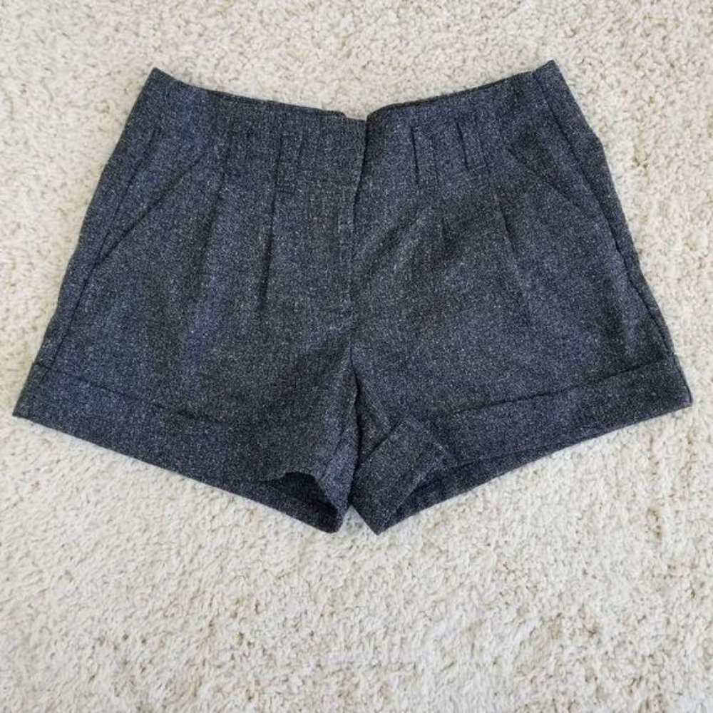 ELLE gray tweed cuffed pleated 3" dressy short 2